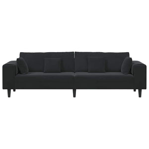 Schwarzes Samt Sofa 250 cm