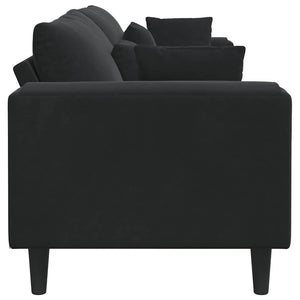 Schwarzes Samt Sofa 250 cm