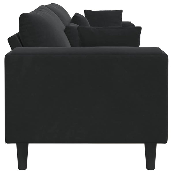 Schwarzes Samt Sofa 250 cm