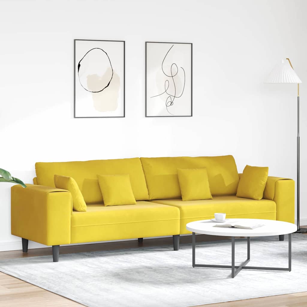 Gelbes Samt Sofa 250 cm