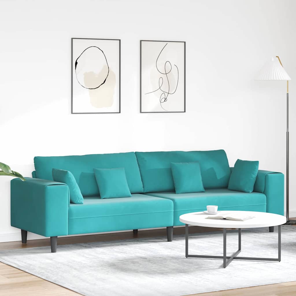 vidaXL Canapé Turquoise 250 x 77 x 76 cm Velours