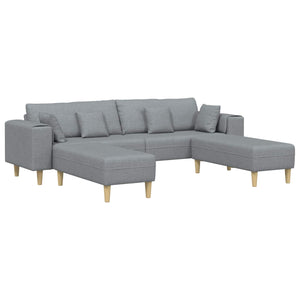 Hellgraues Stoffsofa mit Kissen, 3-teilig