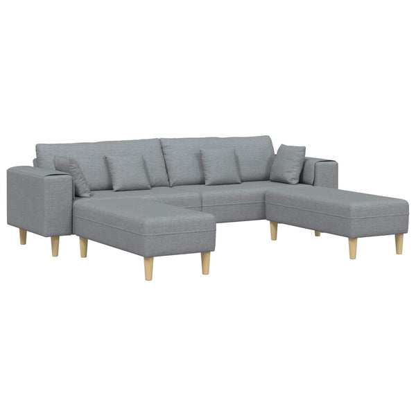 Hellgraues Stoffsofa mit Kissen, 3-teilig