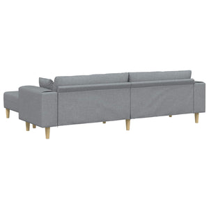 Hellgraues Stoffsofa mit Kissen, 3-teilig