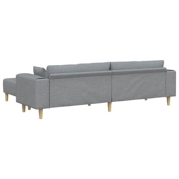 Hellgraues Stoffsofa mit Kissen, 3-teilig