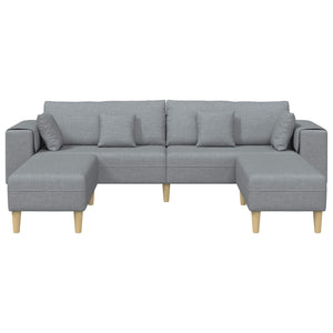 Hellgraues Stoffsofa mit Kissen, 3-teilig