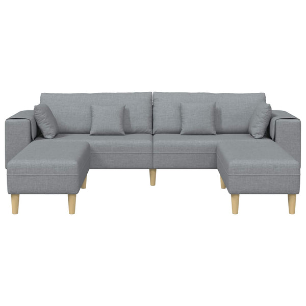 Hellgraues Stoffsofa mit Kissen, 3-teilig