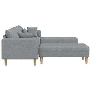 Hellgraues Stoffsofa mit Kissen, 3-teilig