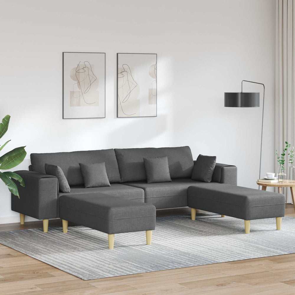 Dunkelgraues Sofa mit Kissen, 3-teilig