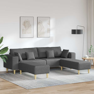 Dunkelgraues Sofa mit Kissen, 3-teilig