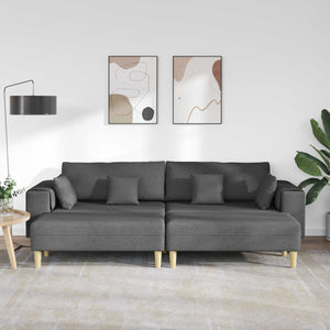 Dunkelgraues Sofa mit Kissen, 3-teilig