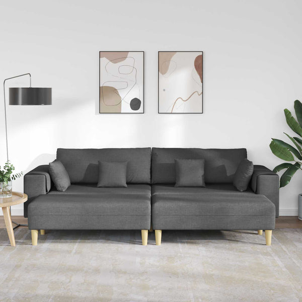 Dunkelgraues Sofa mit Kissen, 3-teilig
