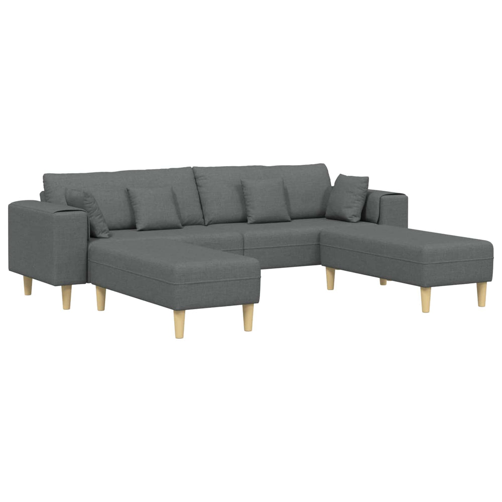 Dunkelgraues Sofa mit Kissen, 3-teilig