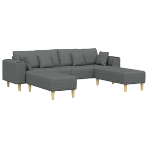 Dunkelgraues Sofa mit Kissen, 3-teilig