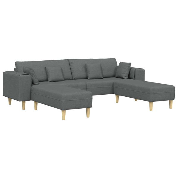 Dunkelgraues Sofa mit Kissen, 3-teilig