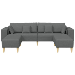 Dunkelgraues Sofa mit Kissen, 3-teilig