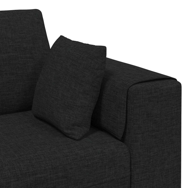 Schwarzes Stoffsofa mit Kissen, 3-teilig