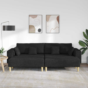 Schwarzes Stoffsofa mit Kissen, 3-teilig