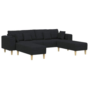 Schwarzes Stoffsofa mit Kissen, 3-teilig