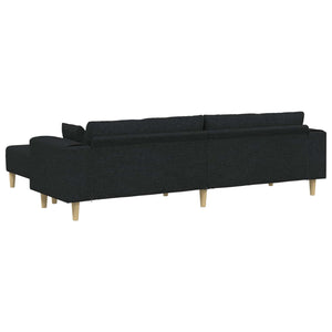 Schwarzes Stoffsofa mit Kissen, 3-teilig