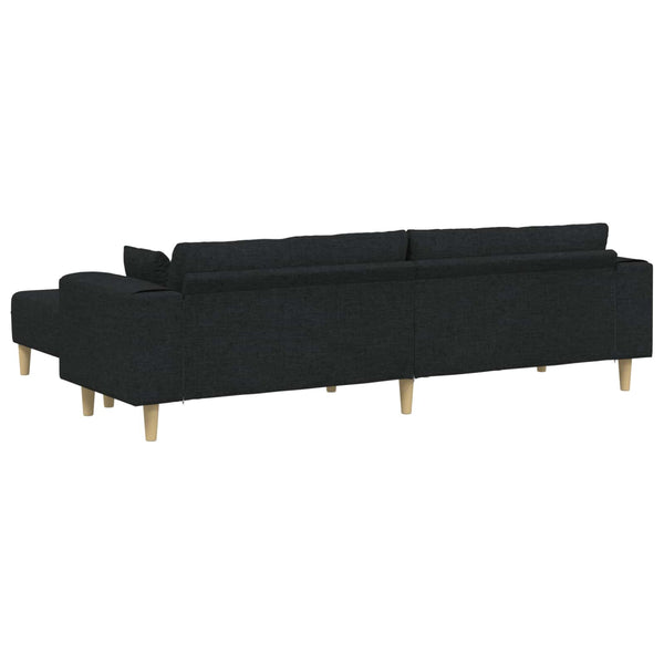 Schwarzes Stoffsofa mit Kissen, 3-teilig