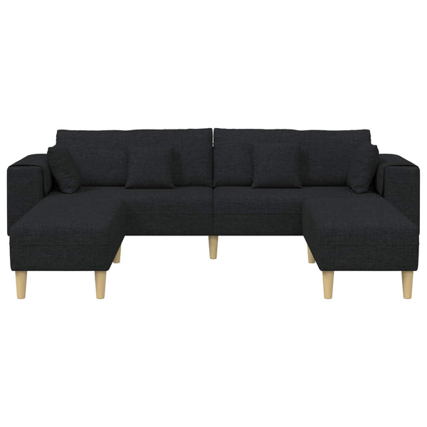 Schwarzes Stoffsofa mit Kissen, 3-teilig