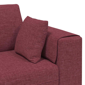 Weinrotes Sofa mit Kissen, 3-teilig