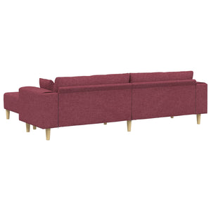 Weinrotes Sofa mit Kissen, 3-teilig