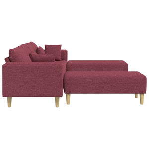 Weinrotes Sofa mit Kissen, 3-teilig