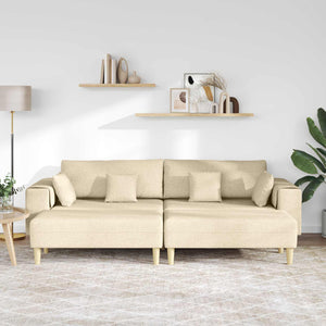 Creme Stoff Sofa mit Kissen, 3-teilig