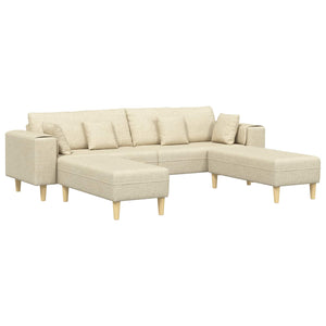 Creme Stoff Sofa mit Kissen, 3-teilig