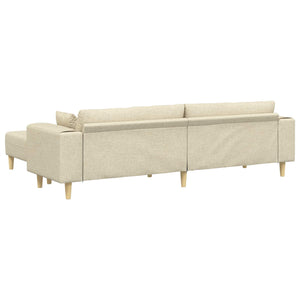 Creme Stoff Sofa mit Kissen, 3-teilig