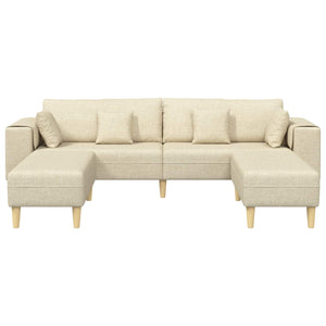 Creme Stoff Sofa mit Kissen, 3-teilig