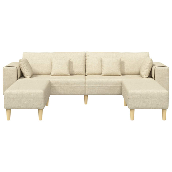 Creme Stoff Sofa mit Kissen, 3-teilig