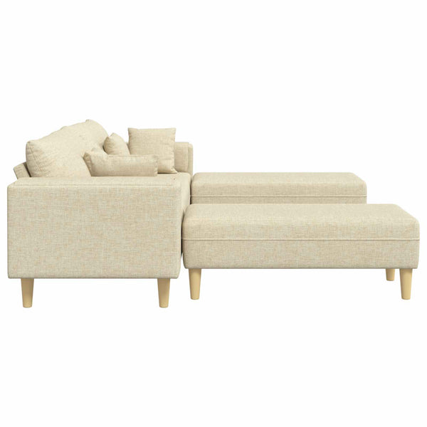 Creme Stoff Sofa mit Kissen, 3-teilig