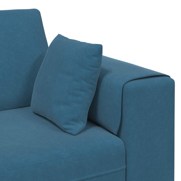 Blaues 3-Sitzer Samt Sofa