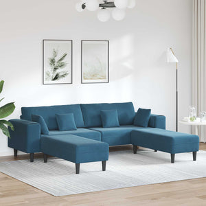 Blaues 3-Sitzer Samt Sofa