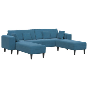 Blaues 3-Sitzer Samt Sofa