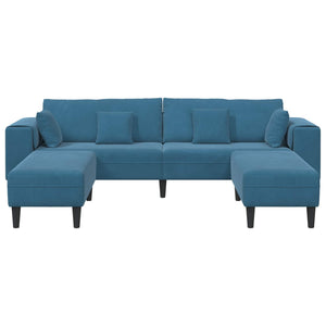 Blaues 3-Sitzer Samt Sofa