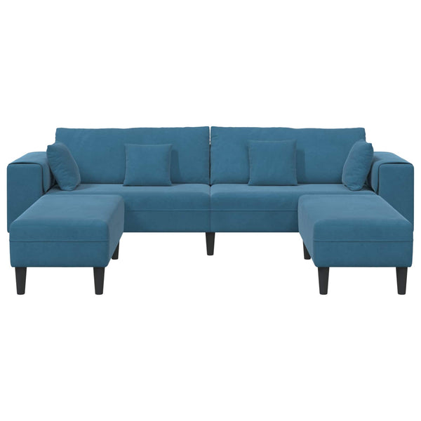 Blaues 3-Sitzer Samt Sofa
