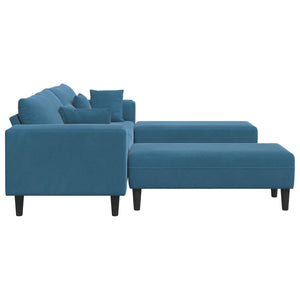 Blaues 3-Sitzer Samt Sofa