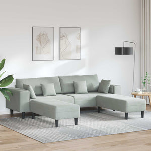 3-teiliges Sofa Hellgrau Samt