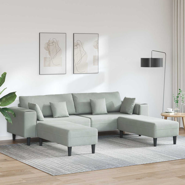 3-teiliges Sofa Hellgrau Samt