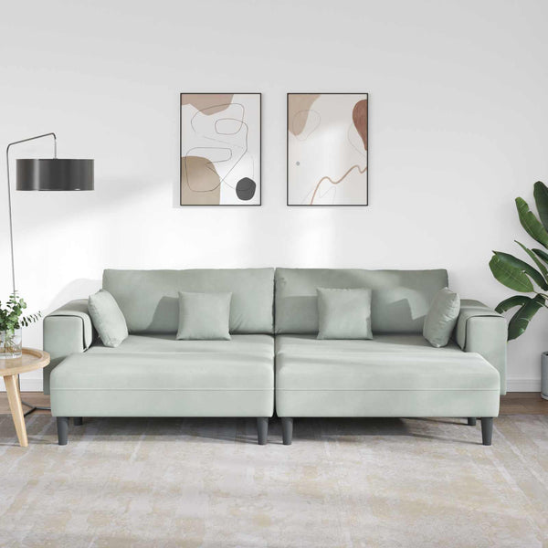 3-teiliges Sofa Hellgrau Samt