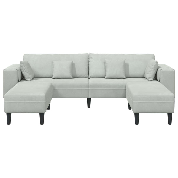3-teiliges Sofa Hellgrau Samt