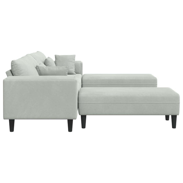 3-teiliges Sofa Hellgrau Samt