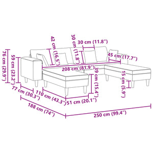3-teiliges Sofa Hellgrau Samt