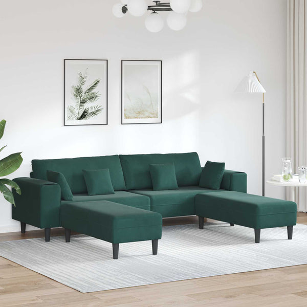 vidaXL Canapé 3 places Vert foncé 250 x 188 x 76 cm Velours