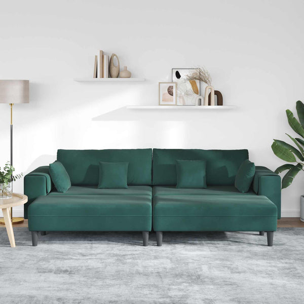 vidaXL Canapé 3 places Vert foncé 250 x 188 x 76 cm Velours