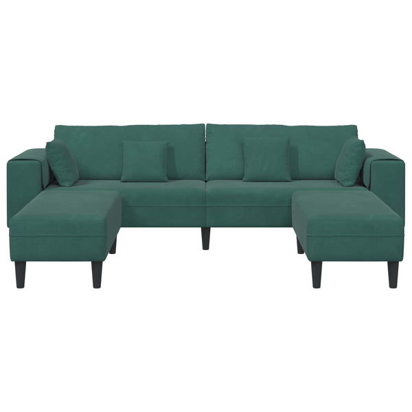 vidaXL Canapé 3 places Vert foncé 250 x 188 x 76 cm Velours
